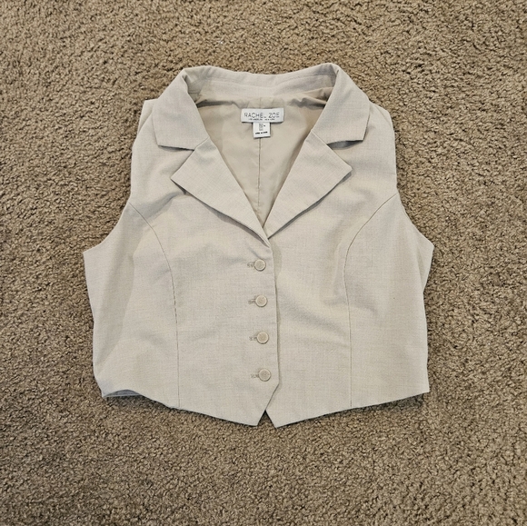 Rachel Zoe Jackets & Blazers - Rachel Zoe Women's Beige Button-Up Blazer Vest, Size Large